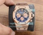 Replica Audemars Piguet Royal Oak Rose Gold Watch Blue Chronograph Dial 43MM